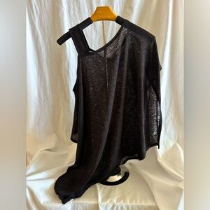 Halston Black Sheer Women's Top